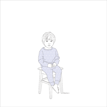 Dubbele ansichtkaart Jongetje op kruk