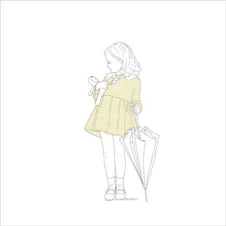 Dubbele ansichtkaart Meisje met paraplu